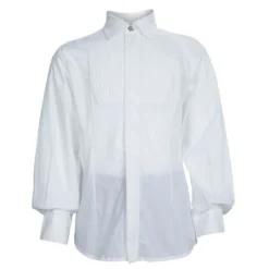 Young Versace White Pintucked Yoke Detail Button Front Shirt 6 Yrs For Kids