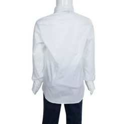 Young Versace White Pintucked Yoke Detail Button Front Shirt 6 Yrs For Kids -Versace Official Website luxury kids versace new boys clothing p71673 003