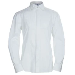 Young Versace White Pintucked Yoke Detail Button Front Shirt 8 Yrs For Kids