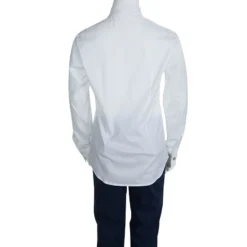 Young Versace White Pintucked Yoke Detail Button Front Shirt 8 Yrs For Kids -Versace Official Website luxury kids versace new boys clothing p71679 003