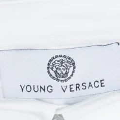 Young Versace White Pintucked Yoke Detail Button Front Shirt 8 Yrs For Kids -Versace Official Website luxury kids versace new boys clothing p71679 005