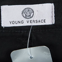 Young Versace Black Cotton Denim Jeans 8 Yrs For Kids -Versace Official Website luxury kids versace new boys clothing p88991 005
