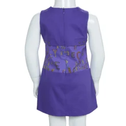Young Versace Purple Cotton Studded Sleeveless Dress 2 Yrs For Kids -Versace Official Website luxury kids versace new girls clothing p69090 003