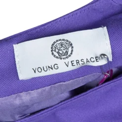 Young Versace Purple Cotton Studded Sleeveless Dress 2 Yrs For Kids -Versace Official Website luxury kids versace new girls clothing p69090 005