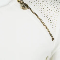 Young Versace White Knit Gold Studded Zip Detail Long Sleeve Dress XXS / 8 Yrs For Kids -Versace Official Website luxury kids versace used girls clothing p102776 004