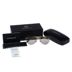 Versace Gold/Black MOD.2189 Aviator Sunglasses For Men -Versace Official Website luxury men versace new accessories p246535 001