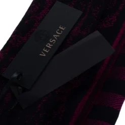 Versace Purple Striped Medusa Patterned Wool Scarf For Men -Versace Official Website luxury men versace new accessories p324954 001