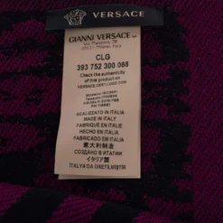 Versace Purple Striped Medusa Patterned Wool Scarf For Men -Versace Official Website luxury men versace new accessories p324954 006