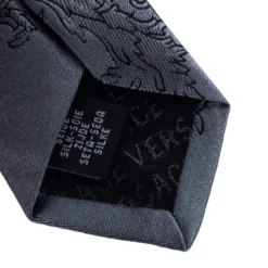 Versace Grey Baroque Patterned Jacquard Silk Tie For Men -Versace Official Website luxury men versace new accessories p324963 003