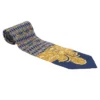 Gianni Versace Blue And Yellow Printed Silk Tie For Men