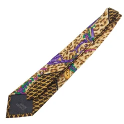 Gianni Versace Yellow Leopard Printed Silk Tie For Men -Versace Official Website luxury men versace new accessories p40958 004