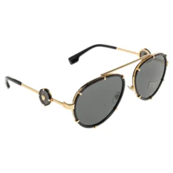 Versace Black Vintage Icon Pilot Clip On Aviator Sunglasses For Men