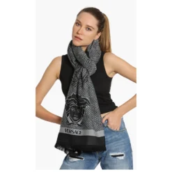 Versace Grey Versace Medusa Scarf For Women