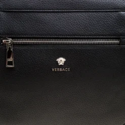 Versace Black Leather Duffle Bag For Men -Versace Official Website luxury men versace new bags p159311 0005