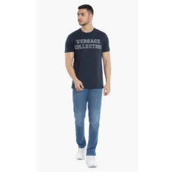 Versace Blue Logo Graphic Print T-Shirt XL For Men -Versace Official Website luxury men versace new clothes p549302 003