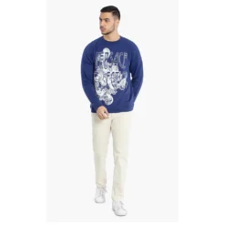 Versace Blue Logo Cotton Sweatshirt L For Men