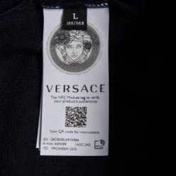 Versace Navy Blue Logo Embroidered Cotton Taylor Fit Sweatshirt L For Men -Versace Official Website luxury men versace new clothes p574493 007