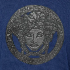 Versace Blue Wool & Leather Medusa Appliqued Zip Front Jacket S For Men -Versace Official Website luxury men versace new clothes p599735 002