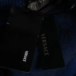 Versace Blue Wool & Leather Medusa Appliqued Zip Front Jacket S For Men -Versace Official Website luxury men versace new clothes p599735 004