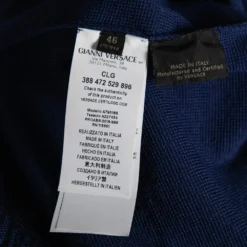 Versace Blue Wool & Leather Medusa Appliqued Zip Front Jacket S For Men -Versace Official Website luxury men versace new clothes p599735 005