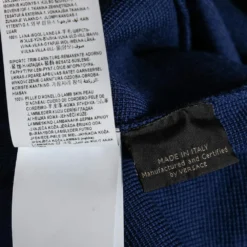 Versace Blue Wool & Leather Medusa Appliqued Zip Front Jacket S For Men -Versace Official Website luxury men versace new clothes p599735 006