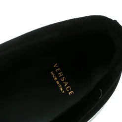 Versace Black Velvet Crystal Embellished Corona Slip On Sneakers Size 40 For Men -Versace Official Website luxury men versace new shoes p178644 002
