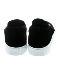 Versace Black Velvet Crystal Embellished Corona Slip On Sneakers Size 40 For Men -Versace Official Website luxury men versace new shoes p178644 005