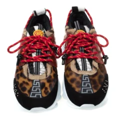 Versace Multicolour Leopard Print Calfhair And Rubber Chain Reaction Lace Up Sneakers Size 43 For Men -Versace Official Website luxury men versace new shoes p217415 006