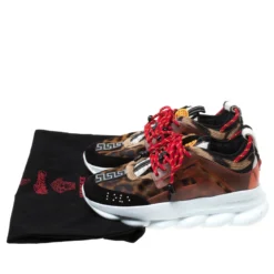 Versace Multicolour Leopard Print Calfhair And Rubber Chain Reaction Lace Up Sneakers Size 43 For Men -Versace Official Website luxury men versace new shoes p217415 008