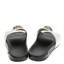 Versace White Baroque Rubber Medusa Head Slides Size 41 For Men -Versace Official Website luxury men versace new shoes p274525 002