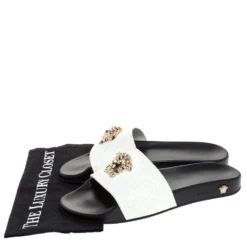 Versace White Baroque Rubber Medusa Head Slides Size 41 For Men -Versace Official Website luxury men versace new shoes p274525 008