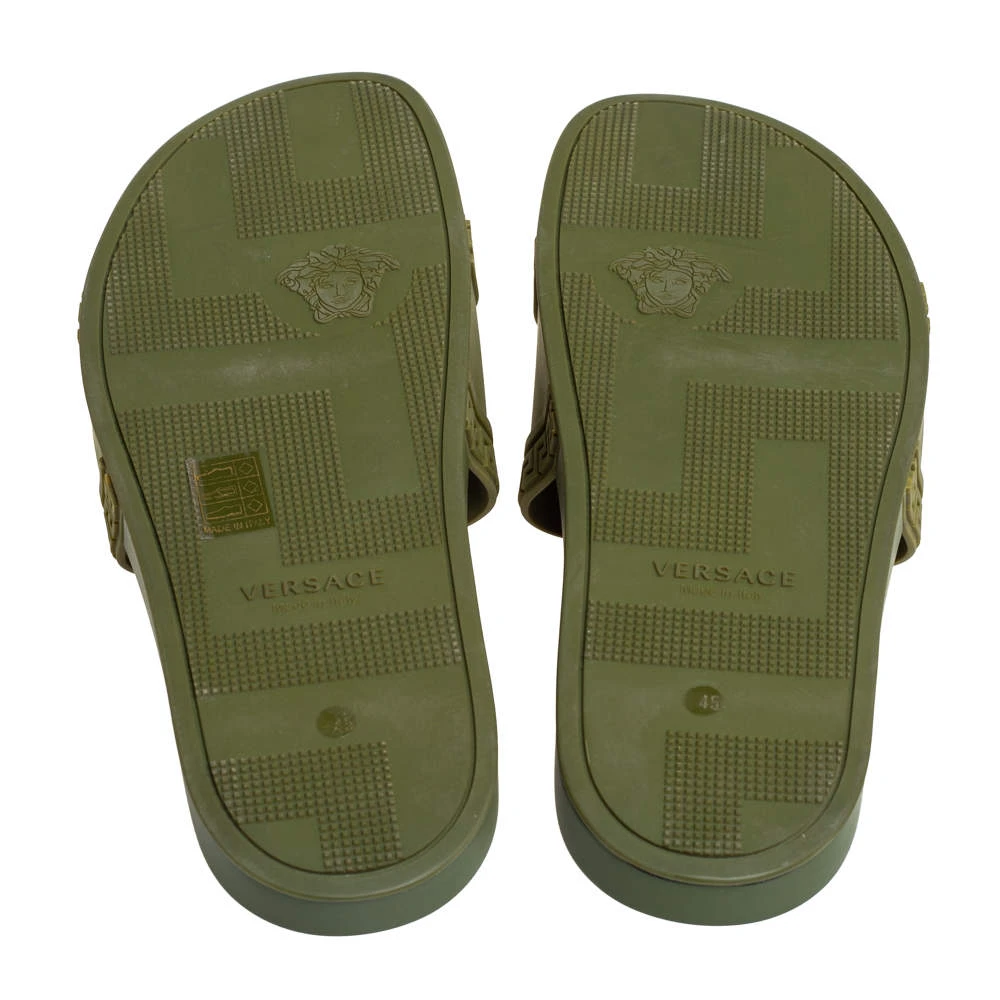 Versace Olive Green Rubber Medusa Slip On Sandal Size 45 For Men 6 Versace Olive Green Rubber Medusa Slip On Sandal Size 45 For Men - Image 6