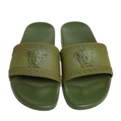 Versace Olive Green Rubber Medusa Slip On Sandal Size 45 For Men 10 Versace Olive Green Rubber Medusa Slip On Sandal Size 45 For Men -Versace Official Website luxury men versace new shoes p413271 004