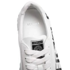 Versace White Leather Greca Logo Low Top Sneakers Size 42.5 For Men -Versace Official Website luxury men versace new shoes p533405 001