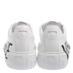 Versace White Leather Greca Logo Low Top Sneakers Size 42.5 For Men -Versace Official Website luxury men versace new shoes p533405 006