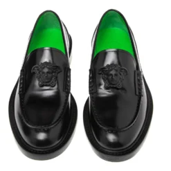 Versace Black Leather Slip On Medusa Loafers Size 40 For Men -Versace Official Website luxury men versace new shoes p537152 003