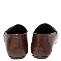 Versace Brown Snakeskin Leather Medusa Slip On Loafers Size 42 For Men -Versace Official Website luxury men versace new shoes p537370 002