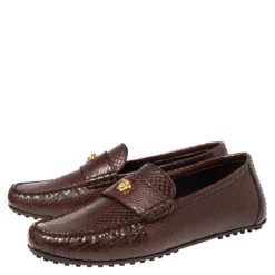 Versace Brown Snakeskin Leather Medusa Slip On Loafers Size 42 For Men -Versace Official Website luxury men versace new shoes p537370 009