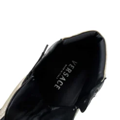 Versace Light Gold/Black Leather And Suede High Top Sneakers Size 45 For Men -Versace Official Website luxury men versace new shoes p603200 008