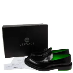 Versace Black Leather Medusa Loafers Size 44.5 For Men -Versace Official Website luxury men versace new shoes p603284 001