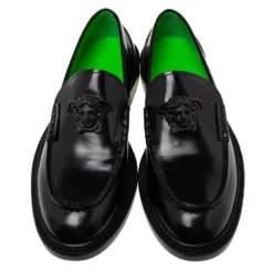 Versace Black Leather Medusa Loafers Size 44.5 For Men -Versace Official Website luxury men versace new shoes p603284 006