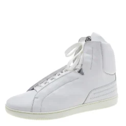 Versace White Leather Medusa High Top Sneakers Size 43 For Men
