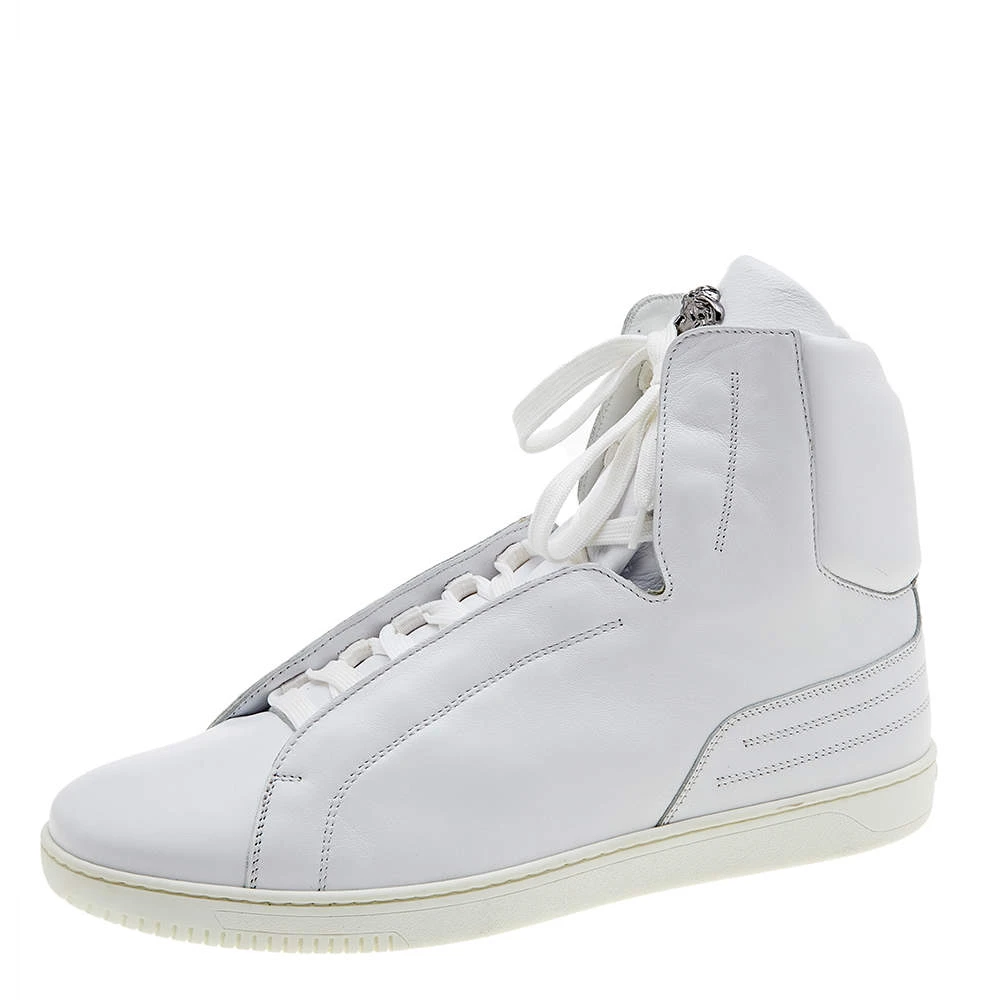 Versace White Leather Medusa High Top Sneakers Size 43 For Men 1 Versace White Leather Medusa High Top Sneakers Size 43 For Men