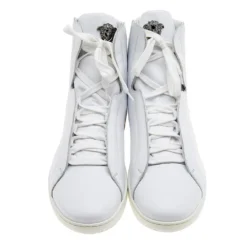 Versace White Leather Medusa High Top Sneakers Size 43 For Men 11 Versace White Leather Medusa High Top Sneakers Size 43 For Men -Versace Official Website luxury men versace new shoes p612884 003