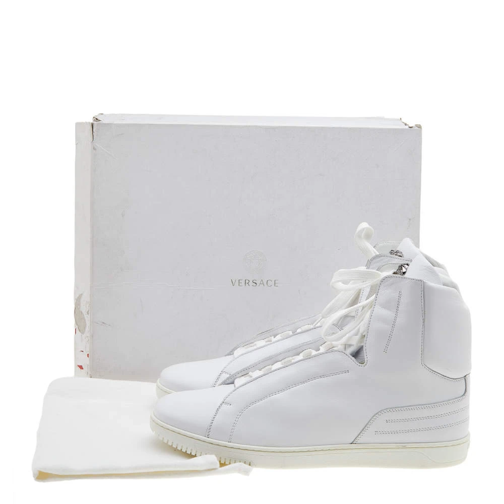 Versace White Leather Medusa High Top Sneakers Size 43 For Men 9 Versace White Leather Medusa High Top Sneakers Size 43 For Men - Image 9