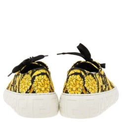 Versace Yellow/Black Barocco Print Canvas Low Top Sneakers Size 39.5 For Men -Versace Official Website luxury men versace new shoes p614962 006