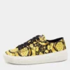 Versace Yellow/Black Barocco Print Canvas Low Top Sneakers Size 40 For Men