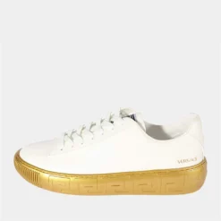 Versace White/Gold Greca Sneaker US 12 EU 45 For Men