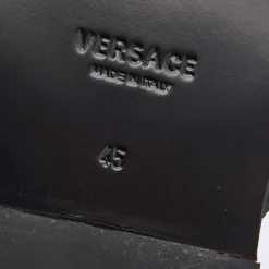 Versace Black/Yellow Leather And Fabric Greca Flat Slide Sandals Size 45 For Men -Versace Official Website luxury men versace new shoes p690985 002