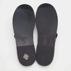 Versace Black/Yellow Leather And Fabric Greca Flat Slide Sandals Size 46 For Men -Versace Official Website luxury men versace new shoes p690995 001